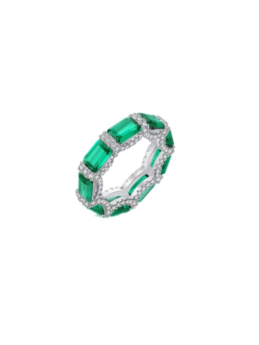 Emerald Silver Rings, 925 Sterling Silver Cubic Zirconia Simulated Diamonds Statement Ring