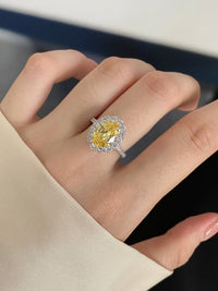 Canary Zircon Ring, .925 Sterling Silver Cubic Zirconia Luxury Statement Ring