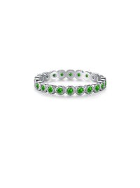 Emerald Silver Rings, 925 Sterling Silver Cubic Zirconia Simulated Diamonds Statement Ring