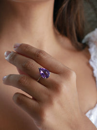 rings, silver ring, 925, amethyst ring, purple rings, pear shape birthstone rings, engagement rings, birthstone engagement rings, pear shaped rings, cool rings, cocktail rings, jewelry, trending on tiktok, accessories, fashion jewelry, white gold rings, purple rings, february birthstone rings, long rings, rings for the index finger, nice rings, dainty rings, statement rings, fine jewelry, pear shape rings, tear shape purple ring, gift ideas, anniversary, birthday, wedding jewelry , amethyst jewelry, ring