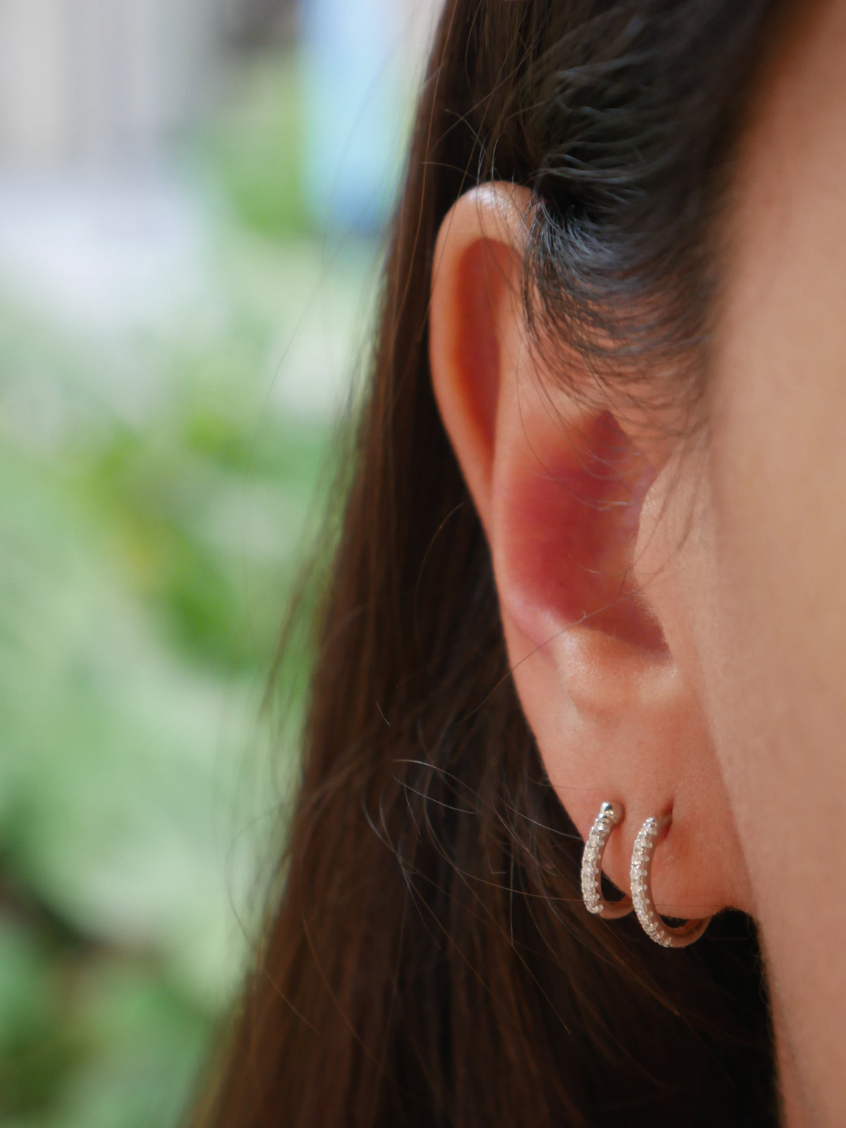 Victoria Hoop Huggies with ear cuff Diamond CZ (Double Hoop) .925 Sterling Silver Hypoallergenic Earrings