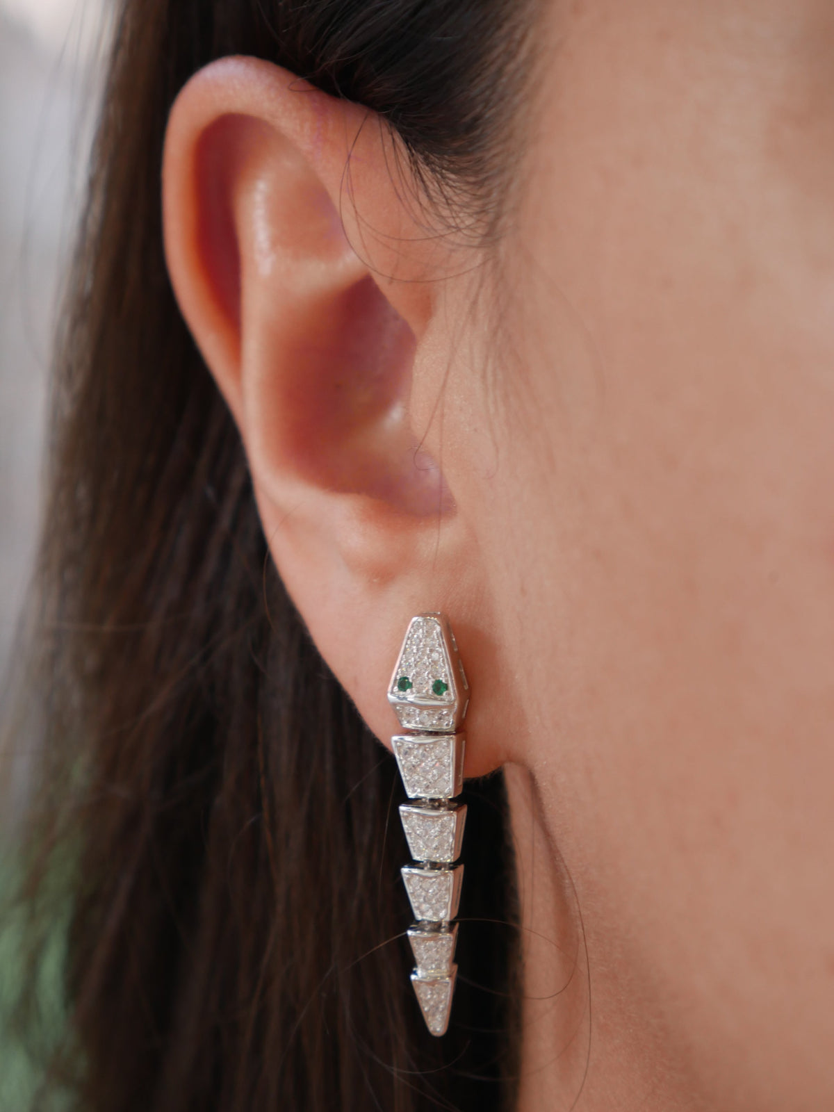 snake earrings, white gold, .925 sterling silver, designer luxury snake unisex earrings, light weight, waterproof, hypoallergenic, nickel free, designer, luxury earrings, waterproof, influencer style, nickel free earrings for sensitive ears, good quality, unique earrings, trending on instagram and titkok, popular trending earrings, snake jewelry Kesley boutique