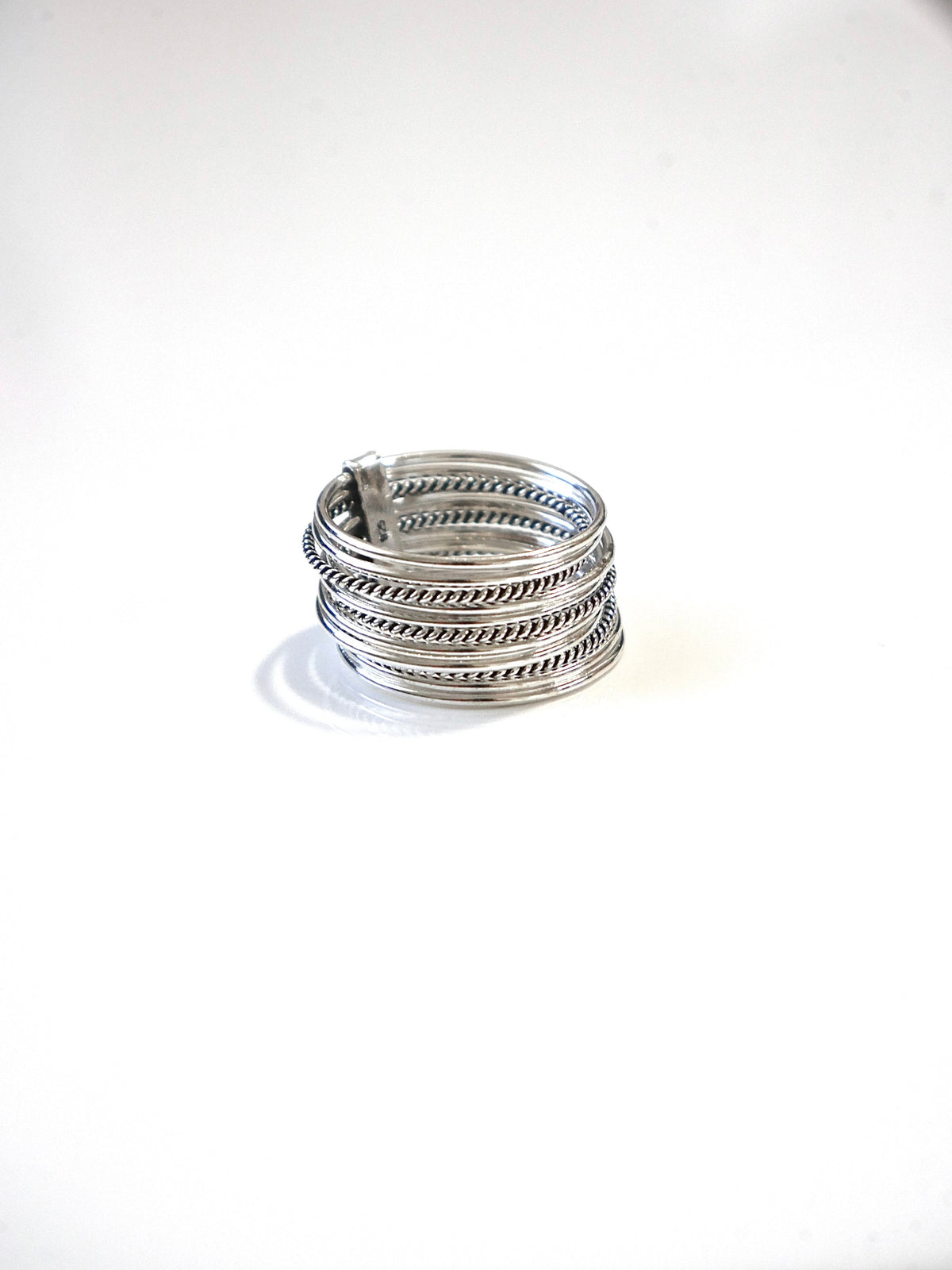 Stacked Long Wires .925 Sterling Silver Ring