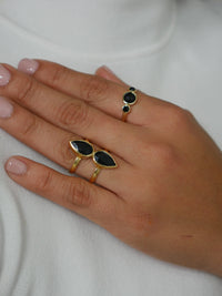 rings, gold rings, gold plated rings, gold onyx rings, Black onyx ring, 14k gold plated, sterling silver .925 waterproof rings, statement designer luxury rings, , birthday gifts, birthstone rings, black jewelry, gold and black rings, rhinestone ring, big rings, trending on instagram and tiktok unique rings, popular rings, real gemstone rings, real black crystals, what is onyx, properties of onyx, jewelry. Kesley Boutique, onyx accessories, fashion jewelry, onxy statement rings, designer jewelry