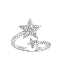 Star Ring Adjustable Glamarous Shiny Sterling Silver Cubic Zirconia Ring KESLEY Jewelry