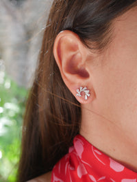 Fashionista Baguette Diamond CZ Swirl Glam .925 Sterling Silver Stud Earrings