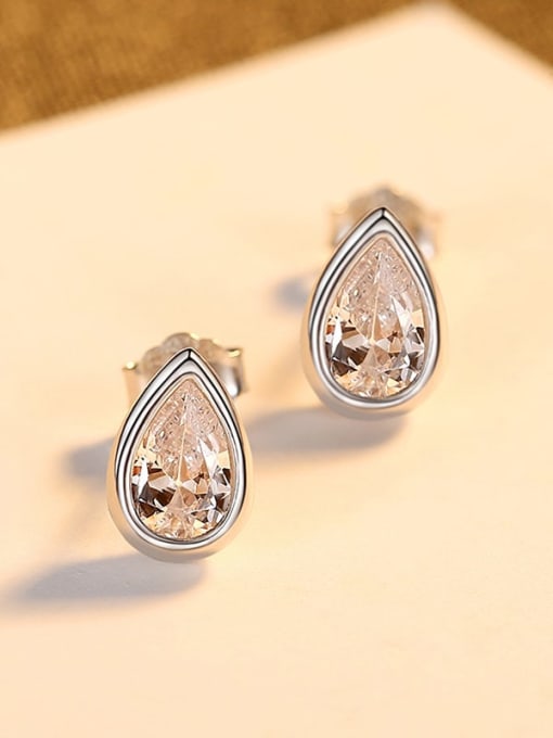Classic Waterdrop Pear Shape Diamond CZ .925 Sterling Silver Stud Earrings