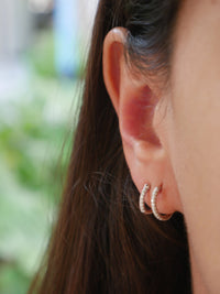 double earrings with ear cuff for men and women trending gift ideas popular unique jewelry that wont tarnish anti-tarnish waterproof designer inspired double hoop earrings hoop earring with ear cuff unique earrings Miami, shopping in Miami things to do in Miami shopping in Brickell Kesley Boutique 