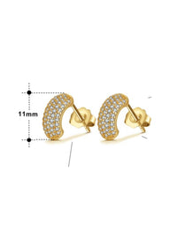 small earrings gold plated sterling silver, pave diamond cz cubic zirconia small earrings for kids, men and woman 
