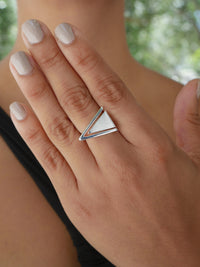 Triangle Ring Sterling Silver 925 Luxury Statement Waterproof Fine Jewelry Unisex Geometric Style KESLEY