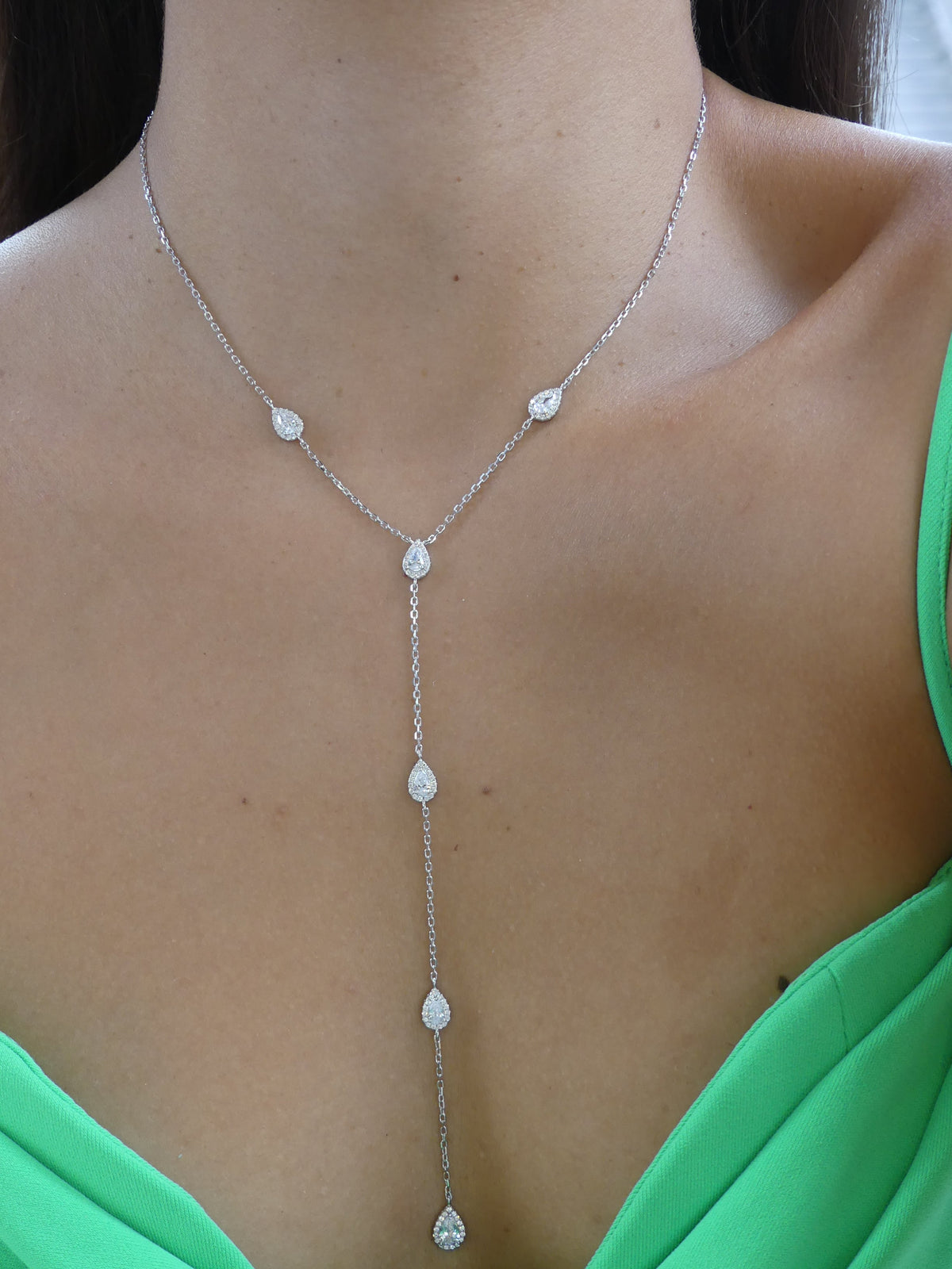 necklaces, long necklaces, sterling silver and white gold necklaces, necklaces for special occasions, jewelry for wedding dress, jewelry for formal attire, fashion jewelry, designer jewelry, accessories, fine jewelry, simulated diamonds, cubic zirconia , necklaces that wont turn green, nickel free jewelry , gift ideas, going out jewelry, trending on instagram and tiktok